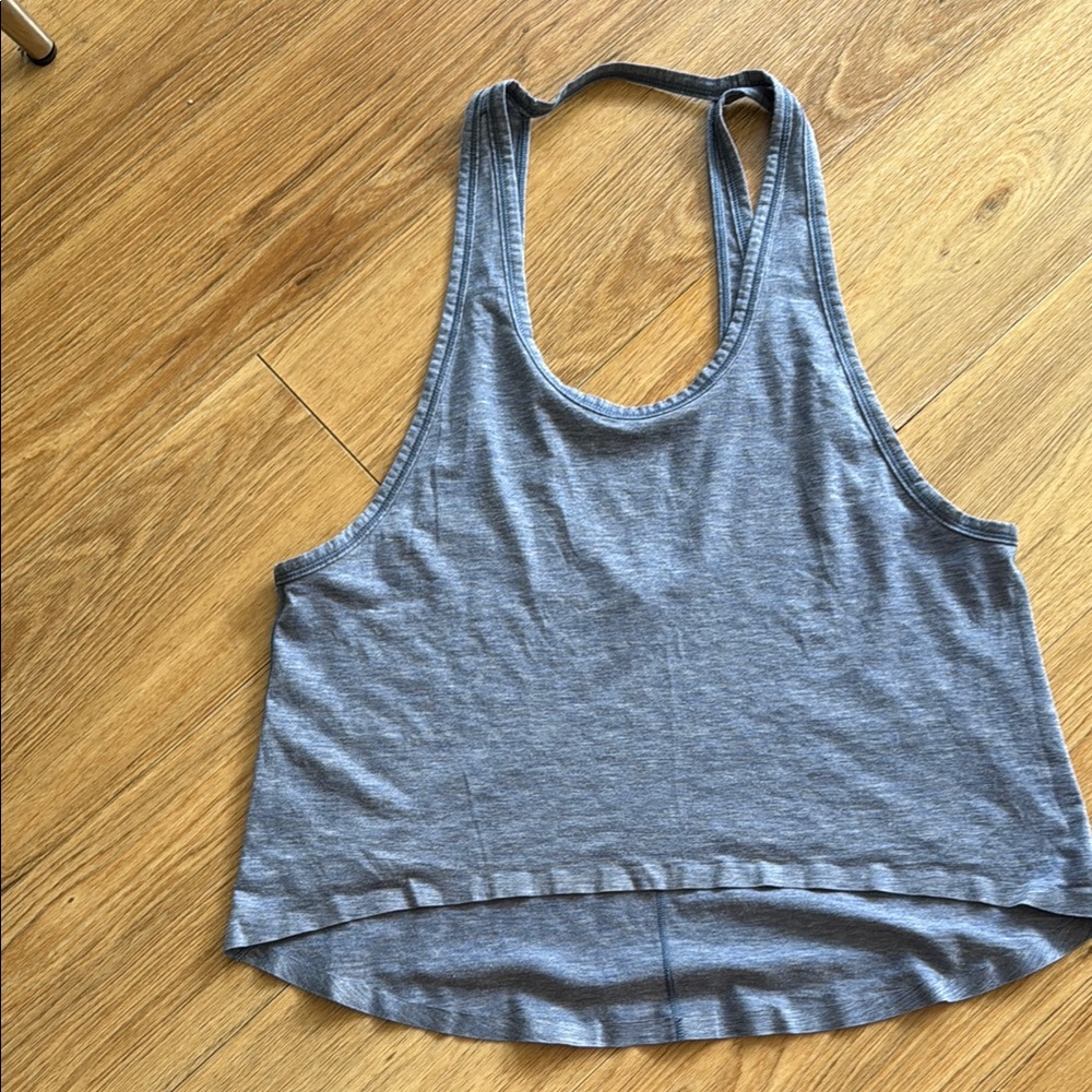 Lululemon Athletica Blue Gray Backless Crop Tank